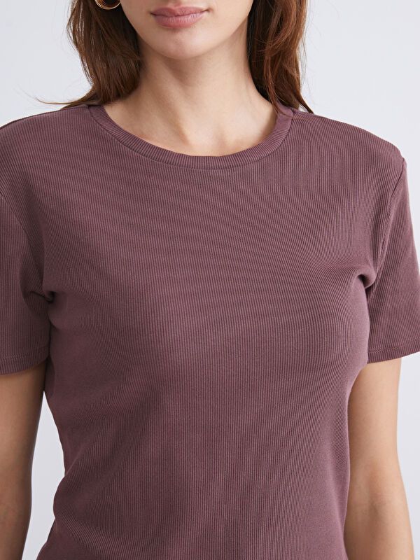 Moudda LC Waikiki - Body jersey manches courtes Femme Brun - Tunisie 3