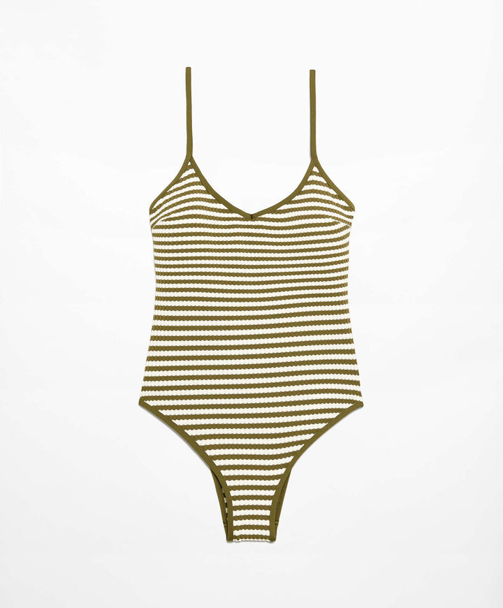 Moudda Oysho - Maillot de Bain Triangle Mousse Rayé Structuré - Tunisie 2