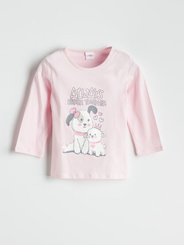 Moudda LC Waikiki - Pyjama en jersey manches longues moyen Fille Rose clair - Tunisie 2