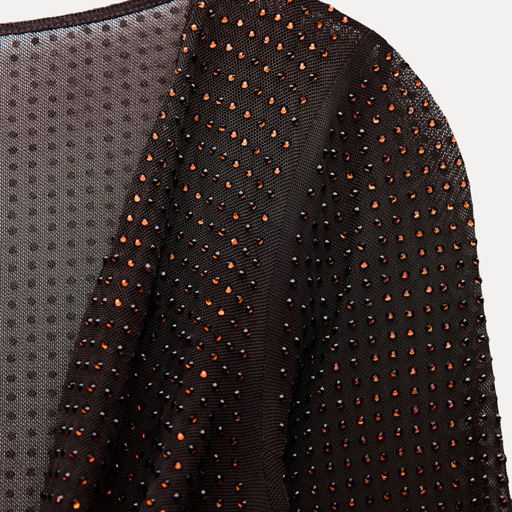 Moudda ZARA - Haut manches longues drapé en tul, strass - Tunisie 3