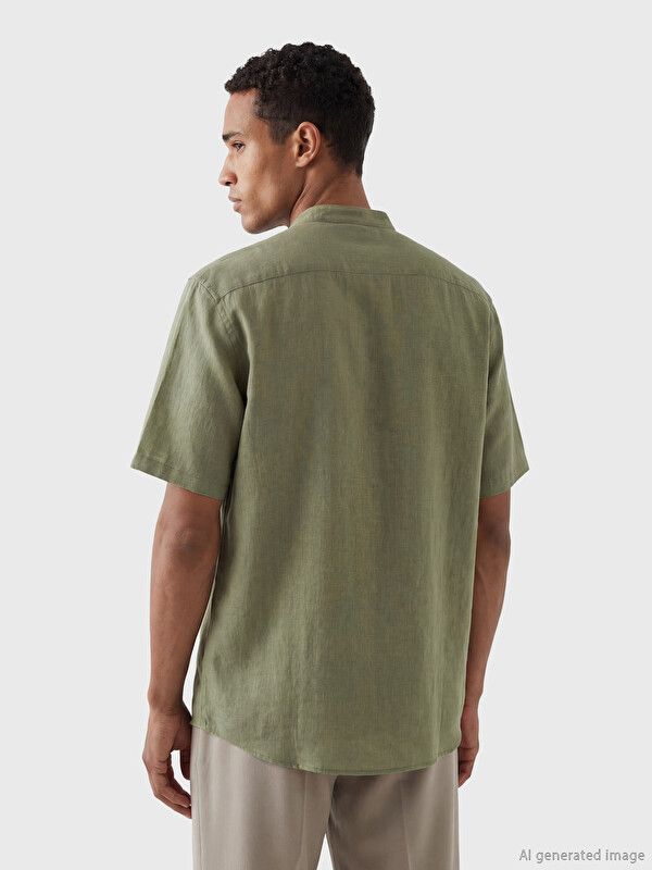 Moudda LC Waikiki - Chemise manches courtes en tissu pour Homme couleur Kaki - Tunisie 3
