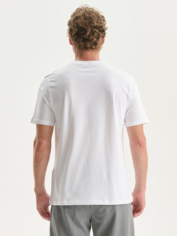 Moudda LC Waikiki - T-shirt col V manches courtes en jersey pour Homme couleur Blanc - Tunisie 4