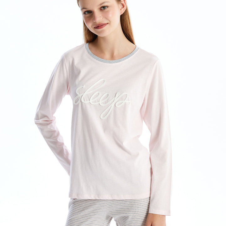 Moudda LC Waikiki - Pyjama en jersey manches longues Femme Mélange rayé - Tunisie 1