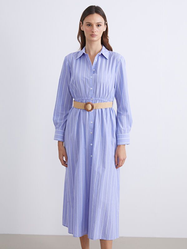 Moudda LC Waikiki - Robe tissée manches longues Femme Rayures marine - Tunisie 2