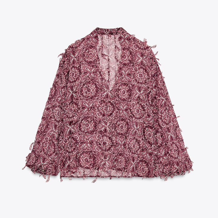 Moudda ZARA - Chemise Imprimée - Encolure Forcée & Franges - Tunisie 2