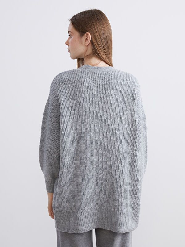 Moudda LC Waikiki - Cardigan tricot moyen Femme Mélange de gris - Tunisie 4