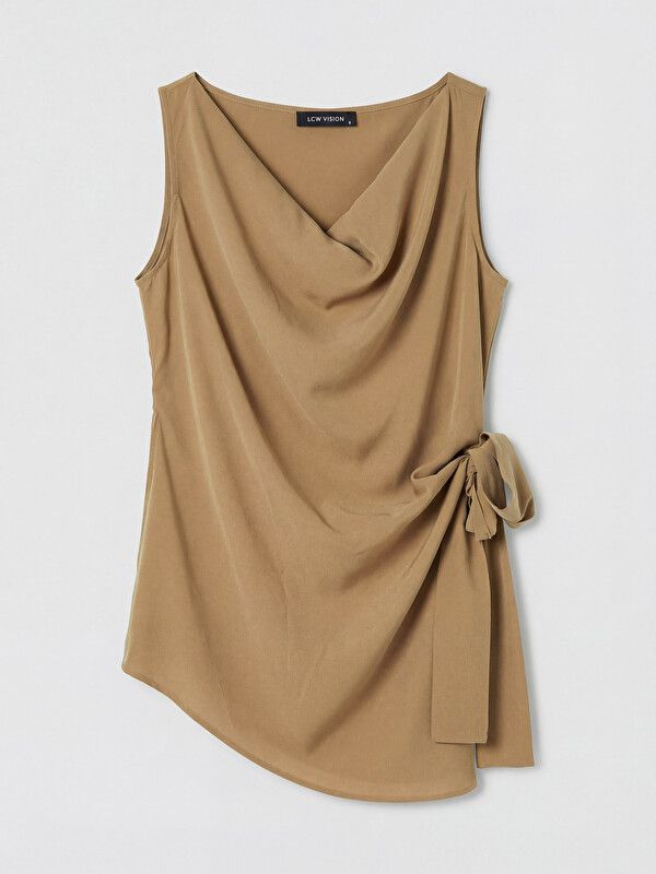 Moudda LC Waikiki - Chemisier (blouse) sans manches en tissu pour Femme couleur Kaki - Tunisie 1