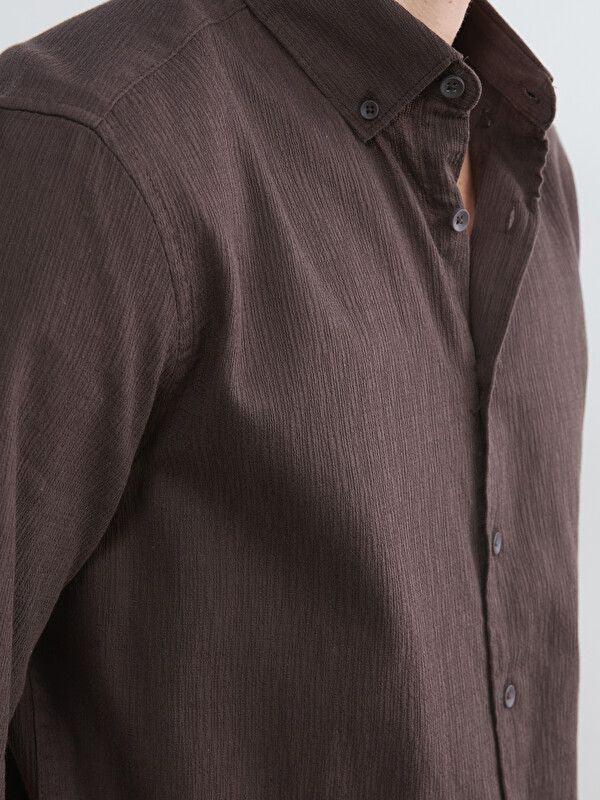 Moudda LC Waikiki - Chemise manches courtes en tissu pour Homme couleur  Marron - Tunisie 3