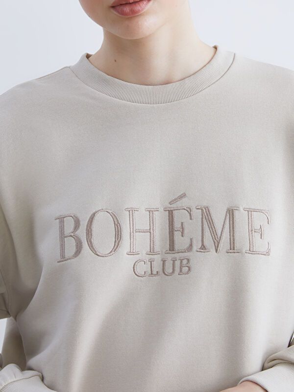 Moudda LC Waikiki - Sweatshirt jersey imprimé Femme Beige - Tunisie 3