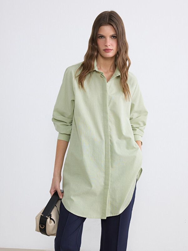 Moudda LC Waikiki - Tunique manches longues en tissu pour Femme couleur Vert clair - Tunisie 1