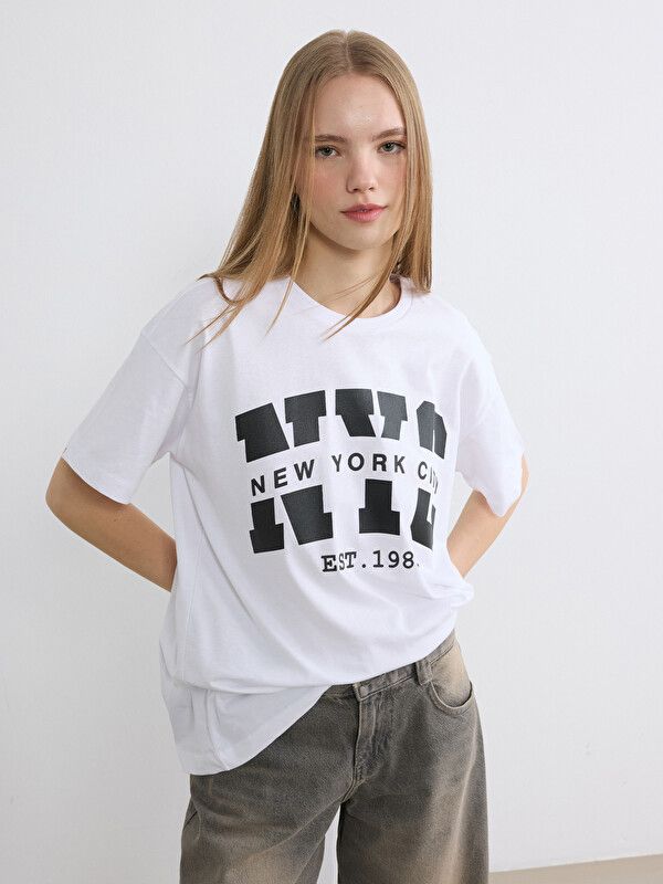 Moudda LC Waikiki - Body imprimé manches courtes en jersey pour Femme couleur Blanc - Tunisie 1