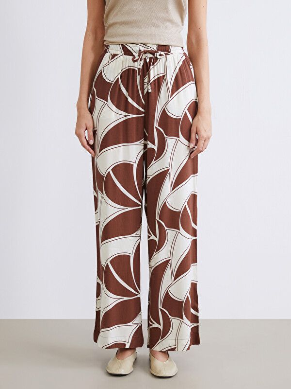 Moudda LC Waikiki - Pantalon fin en tissu pour Femme couleur Marron imprimé - Tunisie 2
