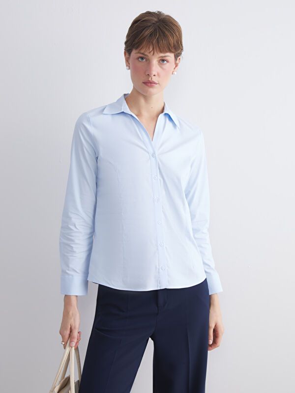 Moudda LC Waikiki - Chemise tissée manches longues Femme Bleu - Tunisie 1