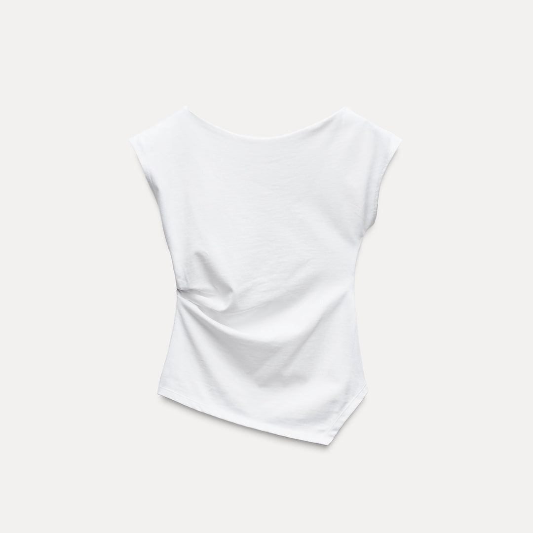 Moudda ZARA - Top Asymétrique en Coton à Fronces - Tunisie 1