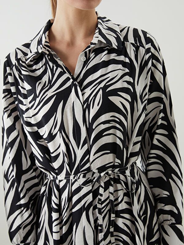 Moudda LC Waikiki - Robe tissée manches longues Femme Imprimé en noir - Tunisie 3