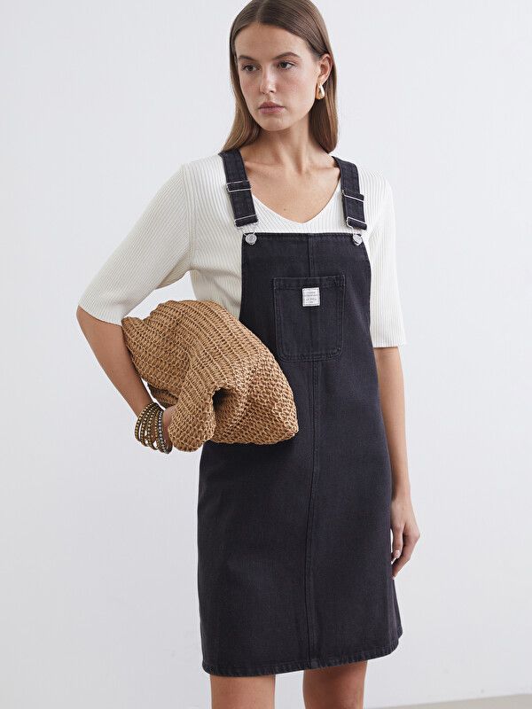 Moudda LC Waikiki - Robe maternité en jean manches courtes pour Femme couleur Rodeo noir - Tunisie 1