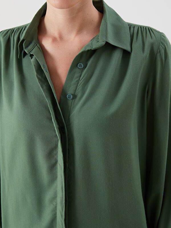 Moudda LC Waikiki - Chemise tissée manches longues Femme Kaki - Tunisie 3