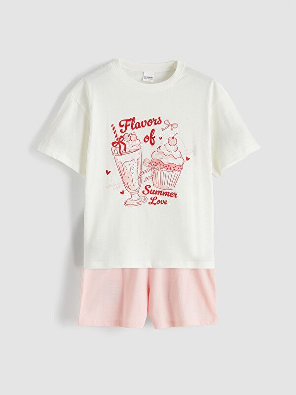 Moudda LC Waikiki - Short-Capri manches courtes pour Fille couleur Écru - Tunisie 1