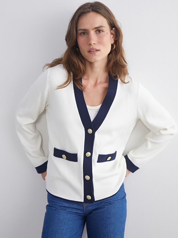 Moudda LC Waikiki - Cardigan tricot moyen Femme Ecru - Tunisie 1