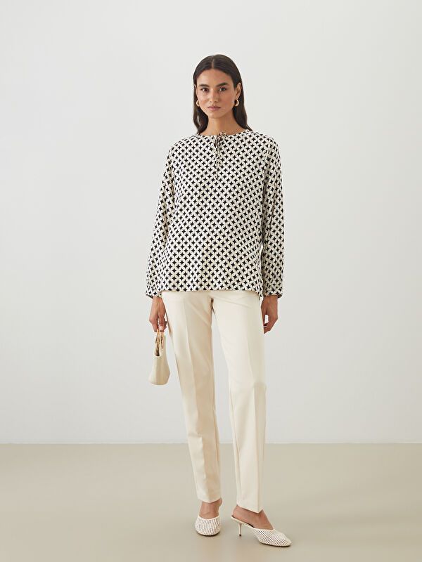 Moudda LC Waikiki - Blouse tissée manches longues Femme Imprimé écru - Tunisie 2