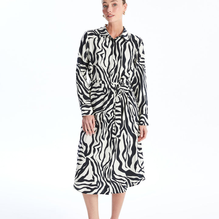 Moudda LC Waikiki - Robe tissée manches longues Femme Imprimé écru - Tunisie 1