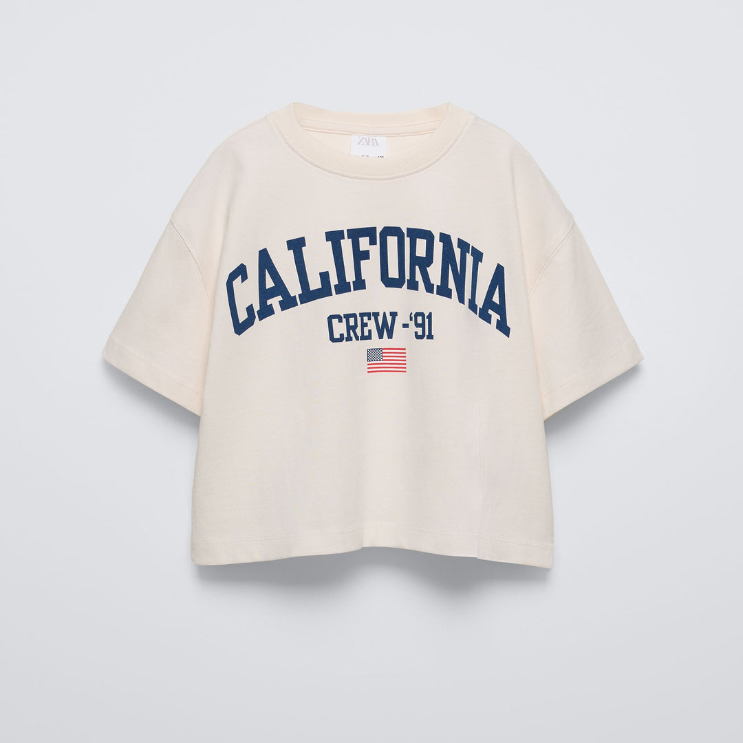 Moudda ZARA - T-shirt fille manches courtes, imprimé Californie & Paris - Tunisie 2