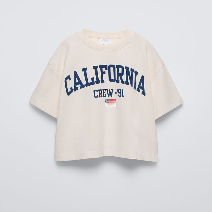 Moudda ZARA - T-shirt fille manches courtes, imprimé Californie & Paris - Tunisie 2