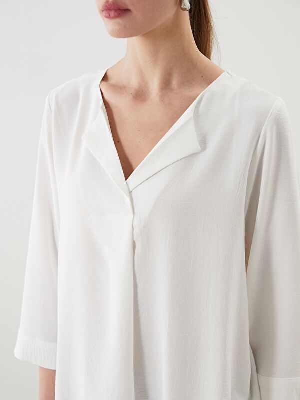 Moudda LC Waikiki - Blouse tissée manches longues Femme Ecru - Tunisie 3