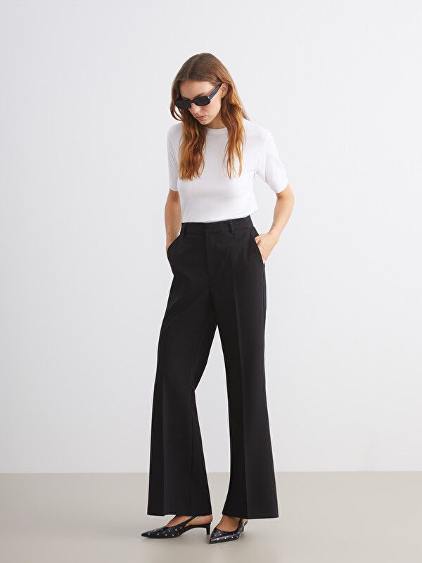 Moudda LC Waikiki - Pantalon épais en tissu pour Femme couleur Noir - Tunisie 1