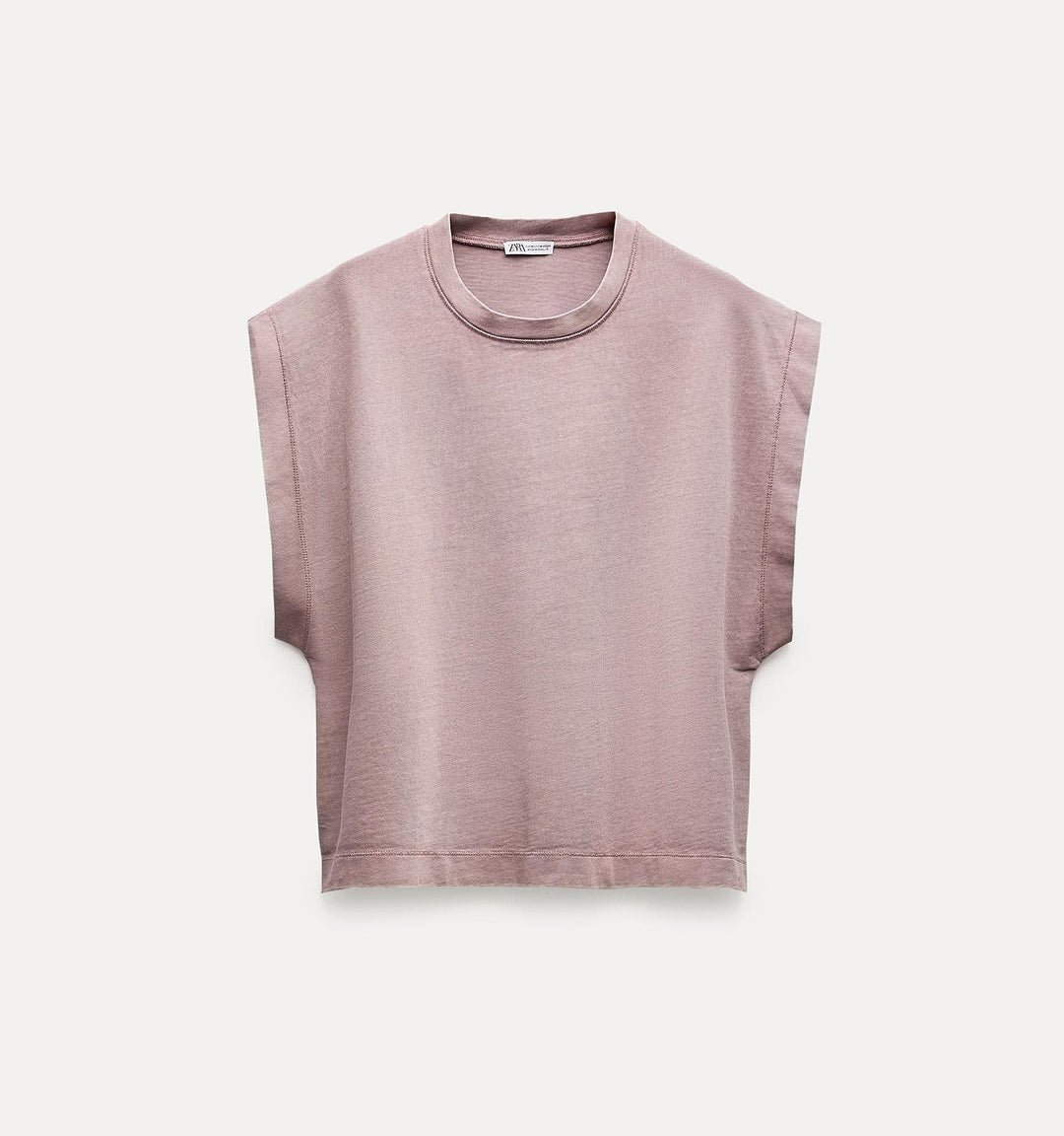 Moudda ZARA - T-shirt manches japonaises, coton épais lavé - Tunisie 1