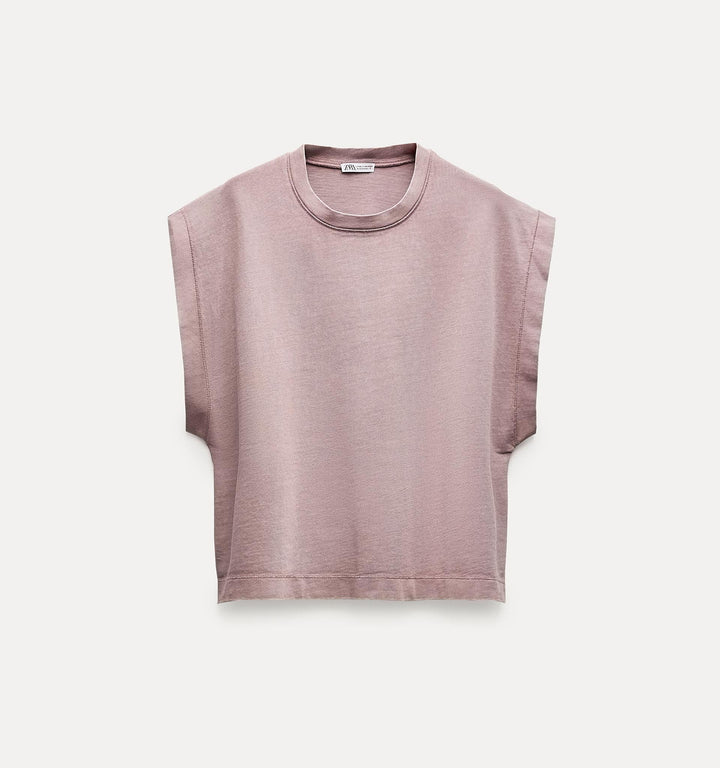 Moudda ZARA - T-shirt manches japonaises, coton épais lavé - Tunisie 1