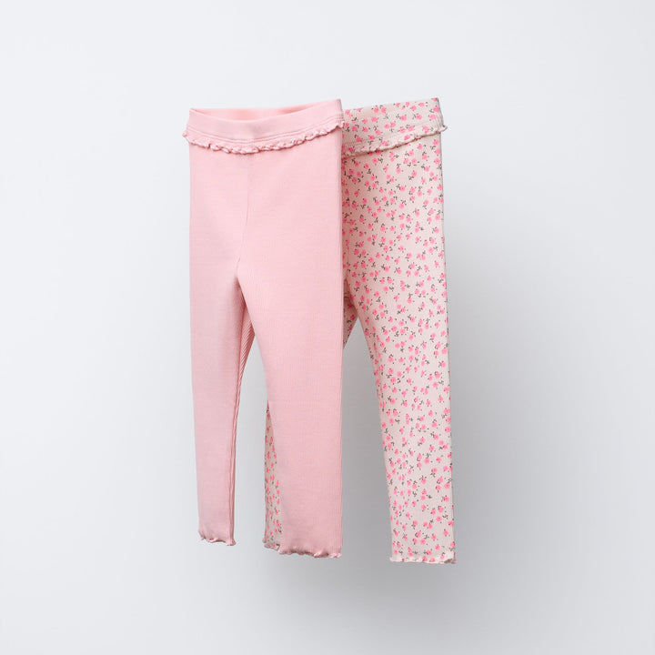 Moudda ZARA - Pack Leggings Enfant - Côtes Allover Fleur + Uni - Tunisie 1
