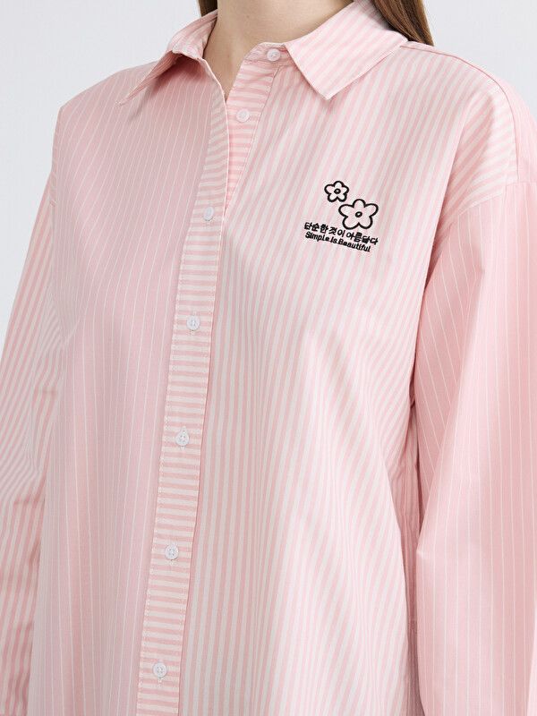 Moudda LC Waikiki - Tunique manches longues en tissu pour Femme couleur Rose rayé - Tunisie 3