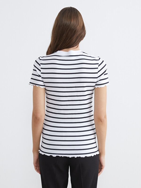 Moudda LC Waikiki - Blouse maternité en jersey manches courtes pour Femme couleur Noir rayé - Tunisie 4