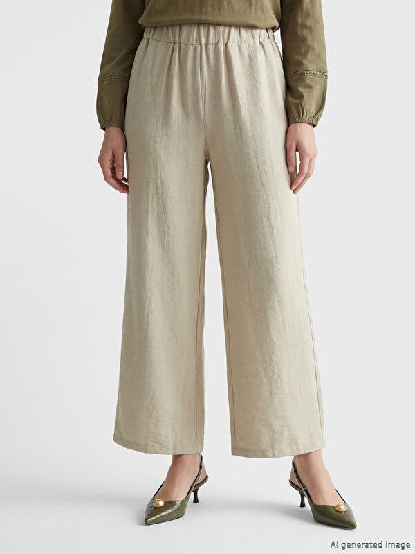 Moudda LC Waikiki - Pantalon léger en tissu pour Femme couleur Beige - Tunisie 2