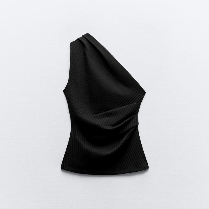 Moudda ZARA - Top Drapé Asymétrique Maille Côtelée - Tunisie 1