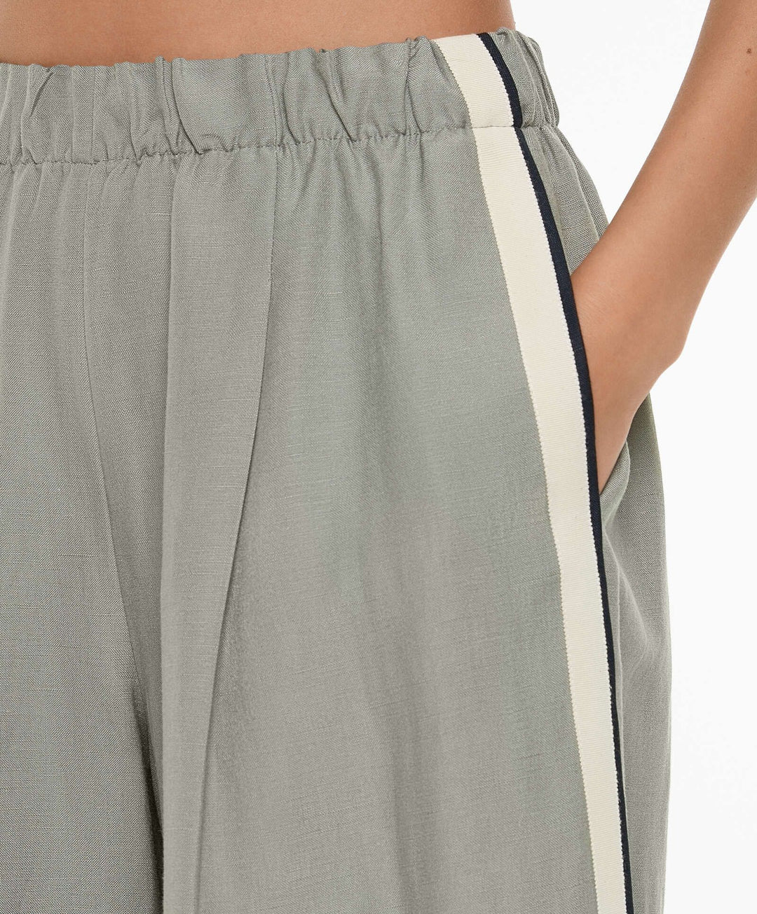 Moudda Oysho - Pantalon Lin avec Finitions Latérales Taille Haute - Tunisie 3