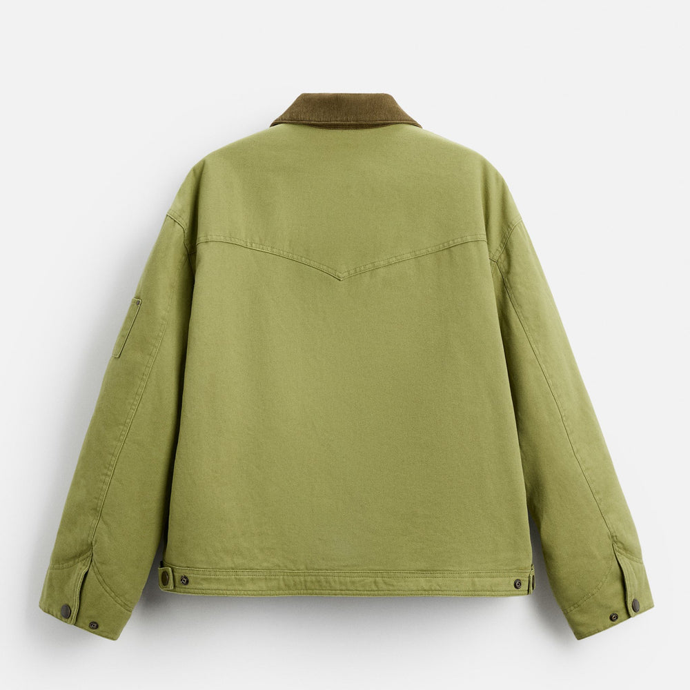 Moudda ZARA - Veste Canvas Vert - Col Velours (Bleu Cobalt) - Tunisie 2