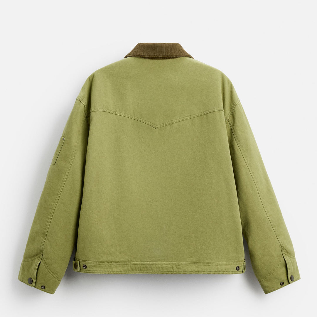 Moudda ZARA - Veste Canvas Vert - Col Velours (Bleu Cobalt) - Tunisie 2