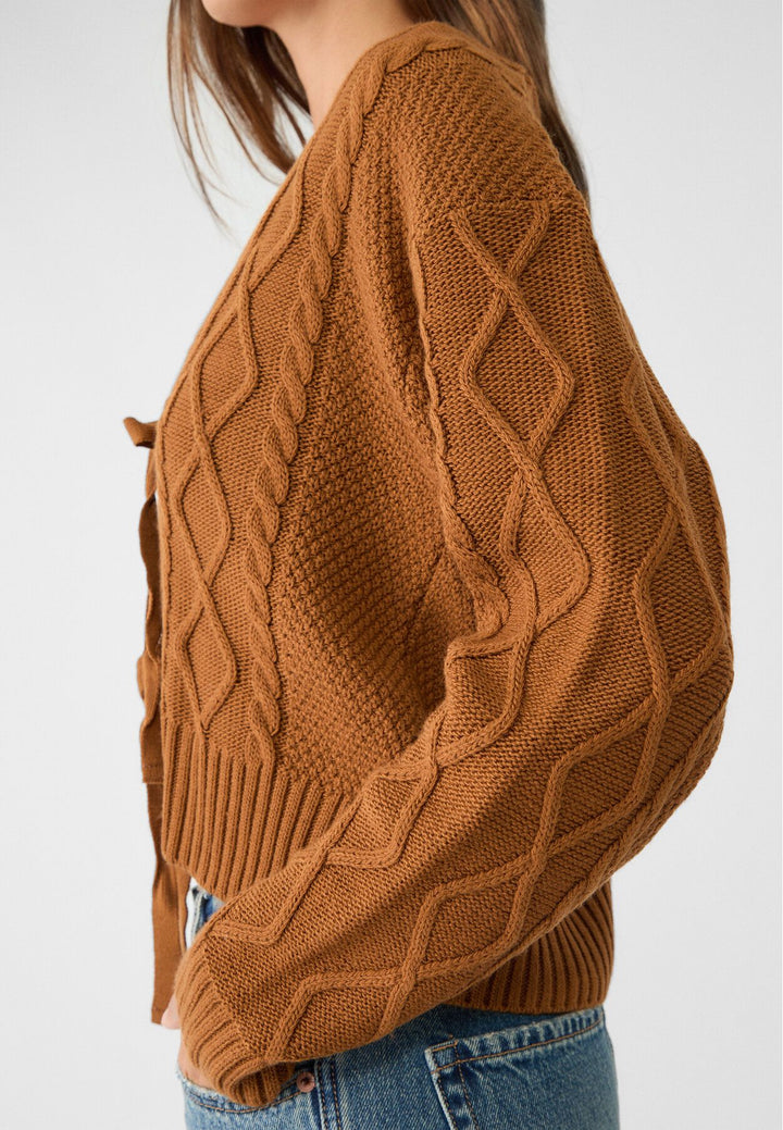 Moudda STRADIVARIUS - Cardigan en Maille à Tresses avec Nœuds - Tunisie 4