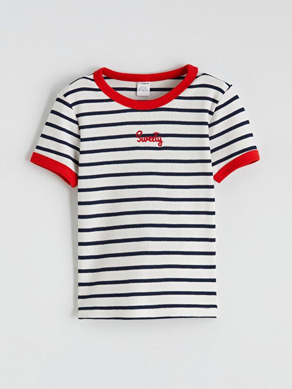 Moudda LC Waikiki - Body manches courtes en jersey pour Fille couleur Bleu marine rayé - Tunisie 1