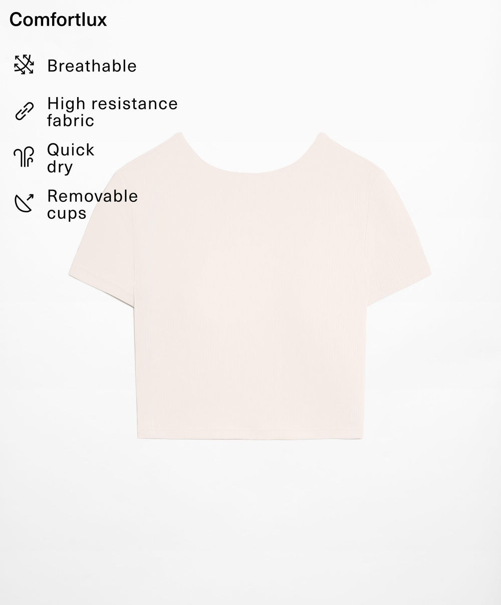 Moudda Oysho - T-Shirt Crop Côtelé Comfortlux - Tunisie 2