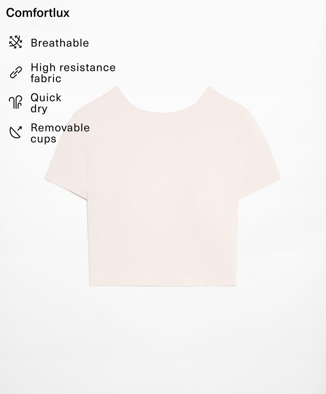 Moudda Oysho - T-Shirt Crop Côtelé Comfortlux - Tunisie 2