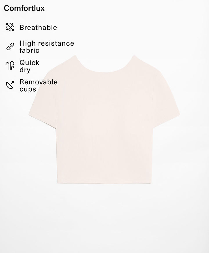 Moudda Oysho - T-Shirt Crop Côtelé Comfortlux - Tunisie 2