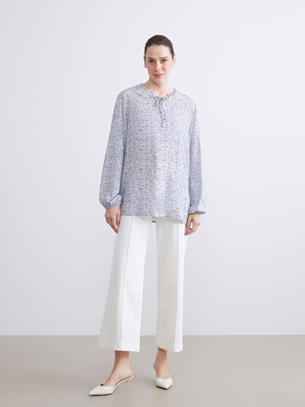 Moudda LC Waikiki - Blouse tissée imprimée manches longues Femme Imprimé écru - Tunisie 2