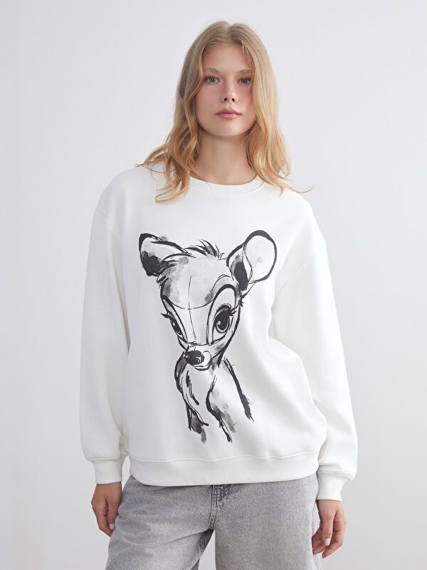 Moudda LC Waikiki - Sweatshirt en jersey sous licence Femme Ecru - Tunisie 1