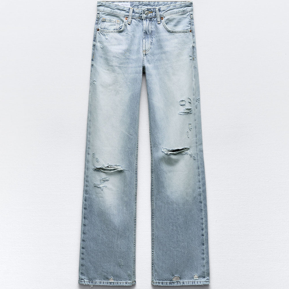 Moudda ZARA - Pantalon jambe large taille mi-haute longueur complète déchirures - Tunisie 2