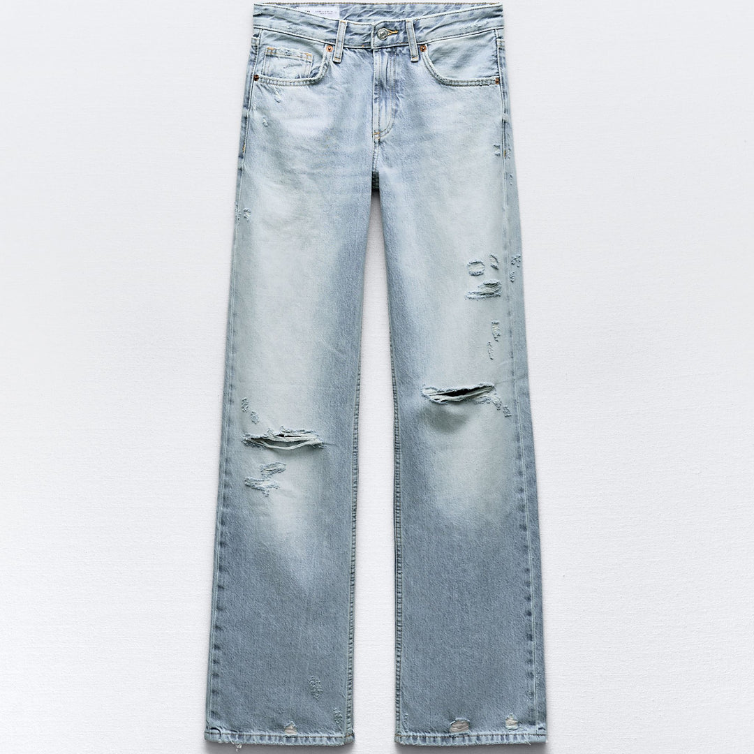 Moudda ZARA - Pantalon jambe large taille mi-haute longueur complète déchirures - Tunisie 2