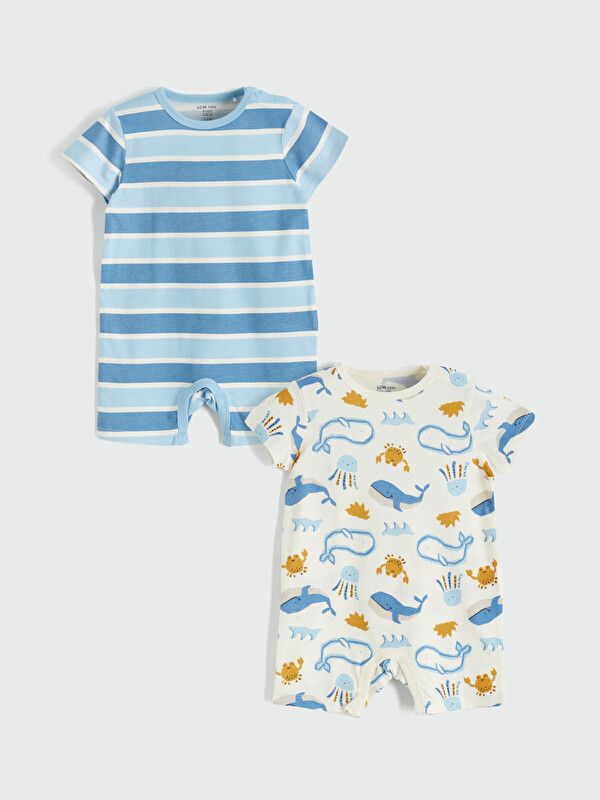 Moudda LC Waikiki - Combinaison bébé manches courtes en jersey pour Garçon couleur Bleu imprimé - Tunisie 1