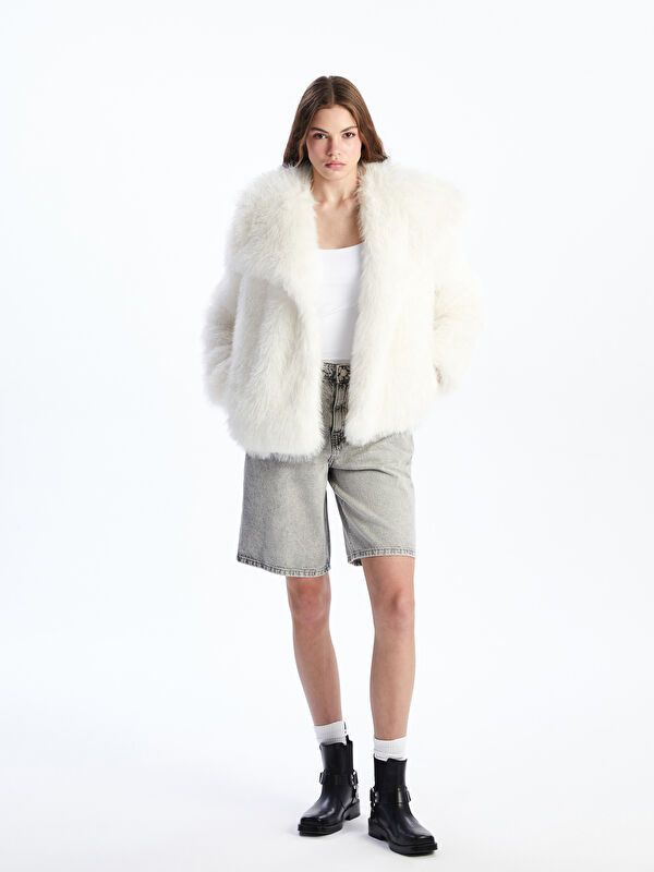 Moudda LC Waikiki - Manteau effet laine Femme Ecru - Tunisie 2